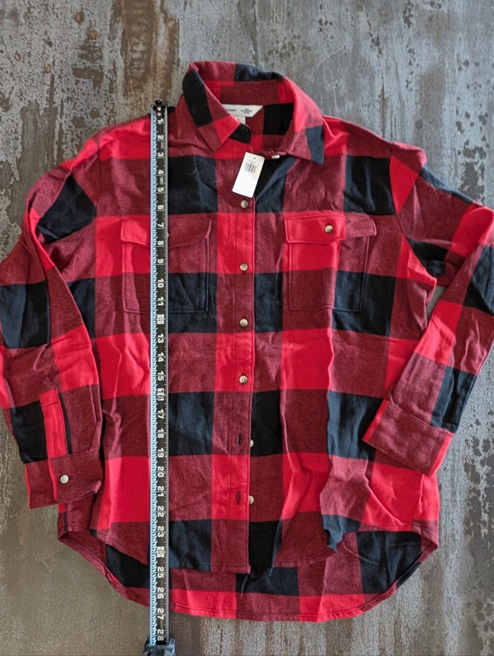 NWT Old Navy Red Black Plaid Flannel Button-Down Shirt - Women's S